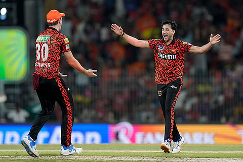 Abhishek Sharma celebrates Sanju Samson's the wicket